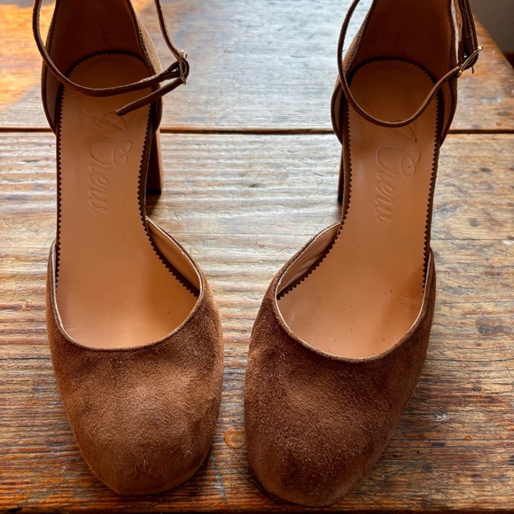 J. Crew Shoes - J Crew Maisie  Woman’s Ankle Strap Heals Italian Suede Tan/ Brown Size 8
